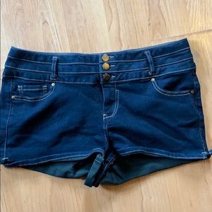 Dark blue High waisted jegging material shorts